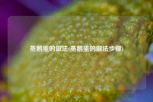 蒸鹅蛋的做法(蒸鹅蛋的做法步骤)