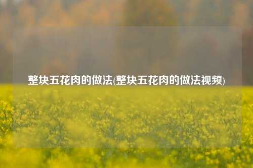 整块五花肉的做法(整块五花肉的做法视频)